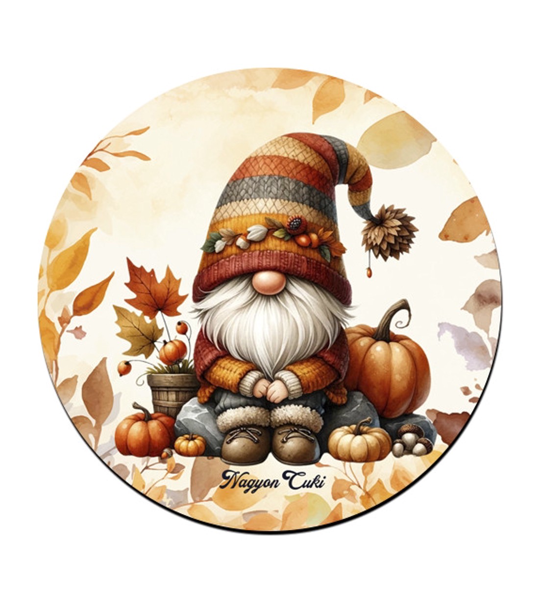 Őszi manó és a tök mintás bögre alátét -  - Meska.hu