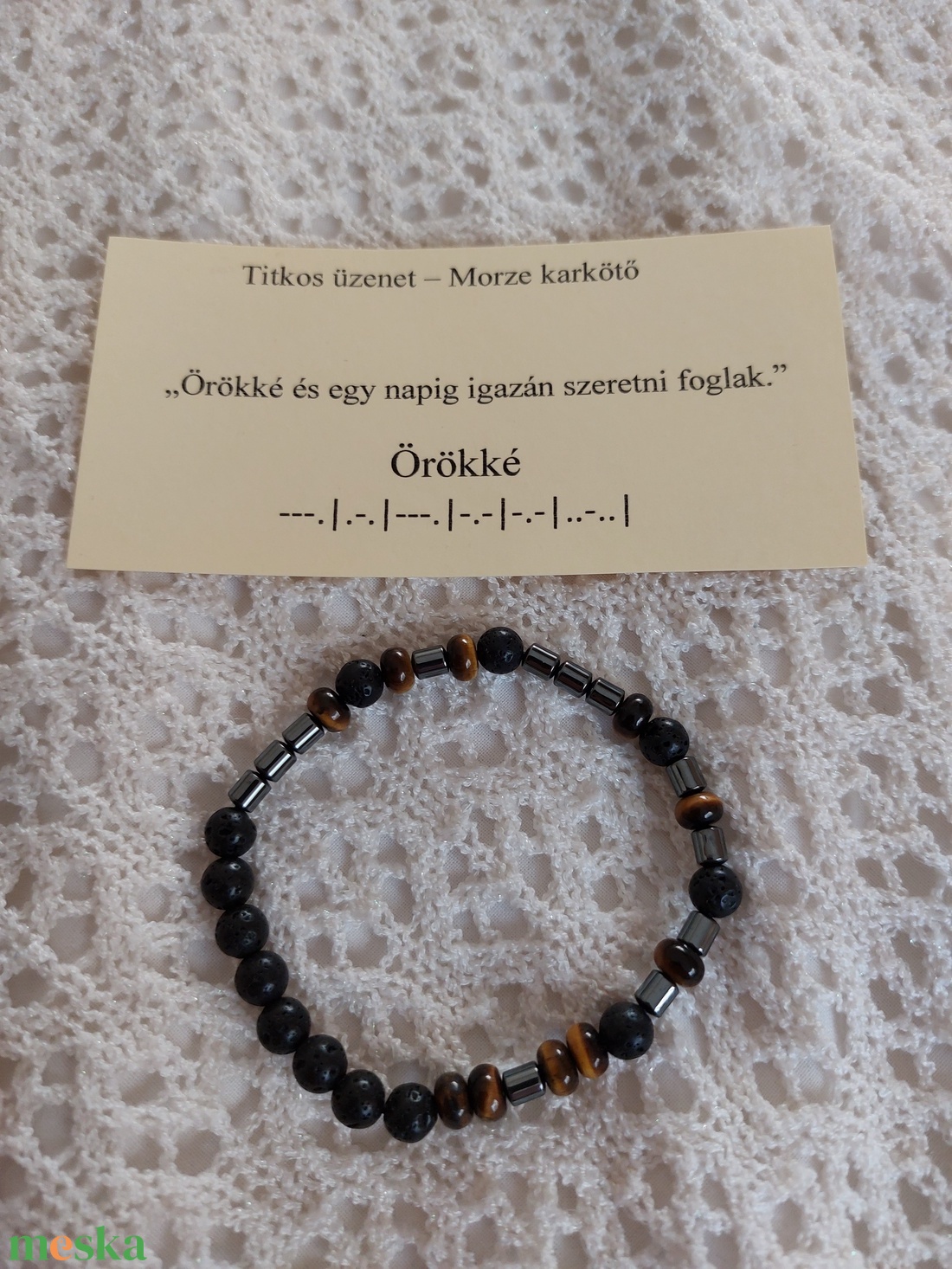 Morze karkötő titkos üzenettel - ásványgyöngyökkel - ÖRÖKKÉ - ékszer - karkötő - gyöngyös karkötő - Meska.hu Morze karkötő titkos üzenettel - ásványgyöngyökkel - ÖRÖKKÉ - ékszer - karkötő - gyöngyös karkötő - Meska.hu