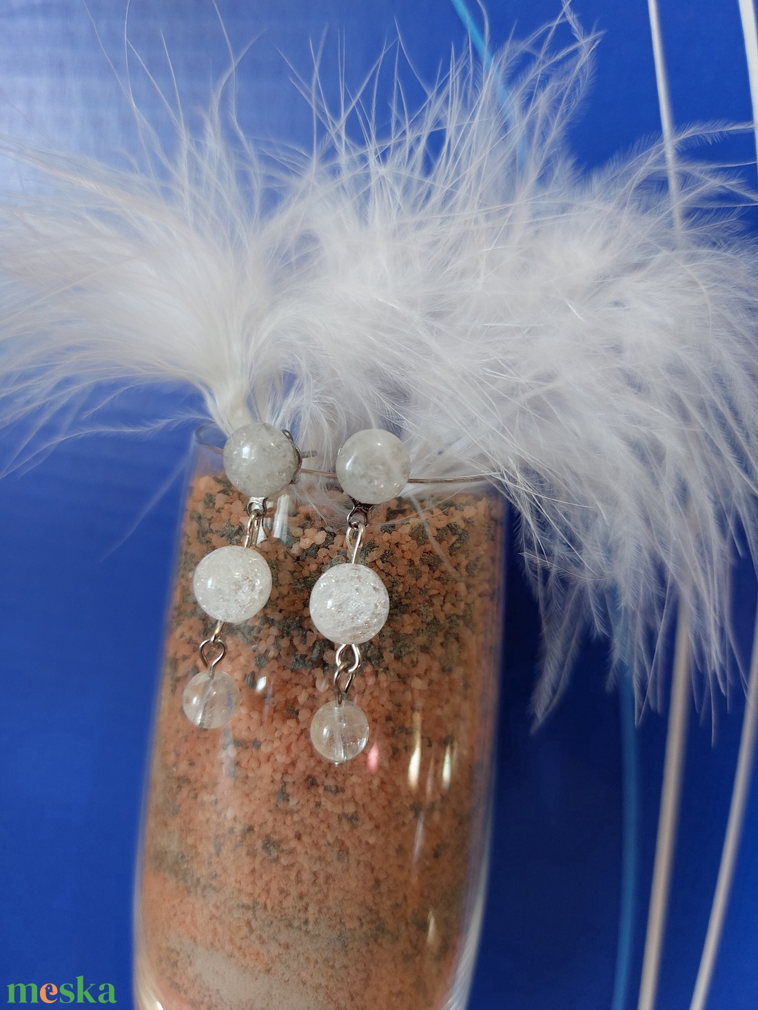 Hegyikristály fülbevaló orvosi fém bedugóval - ékszer - fülbevaló - lógó fülbevaló - Meska.hu