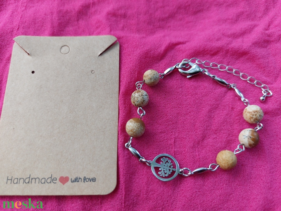 Életfás karkötő - Tájképjáspis - ékszer - karkötő - gyöngyös karkötő - Meska.hu