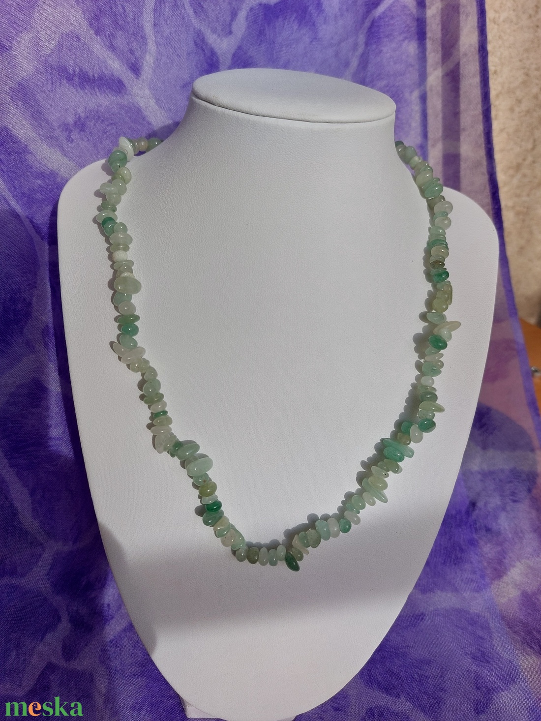 Aventurin ásvány nyaklánc nemesacél kapoccsal - ékszer - nyaklánc - gyöngyös nyaklánc - Meska.hu