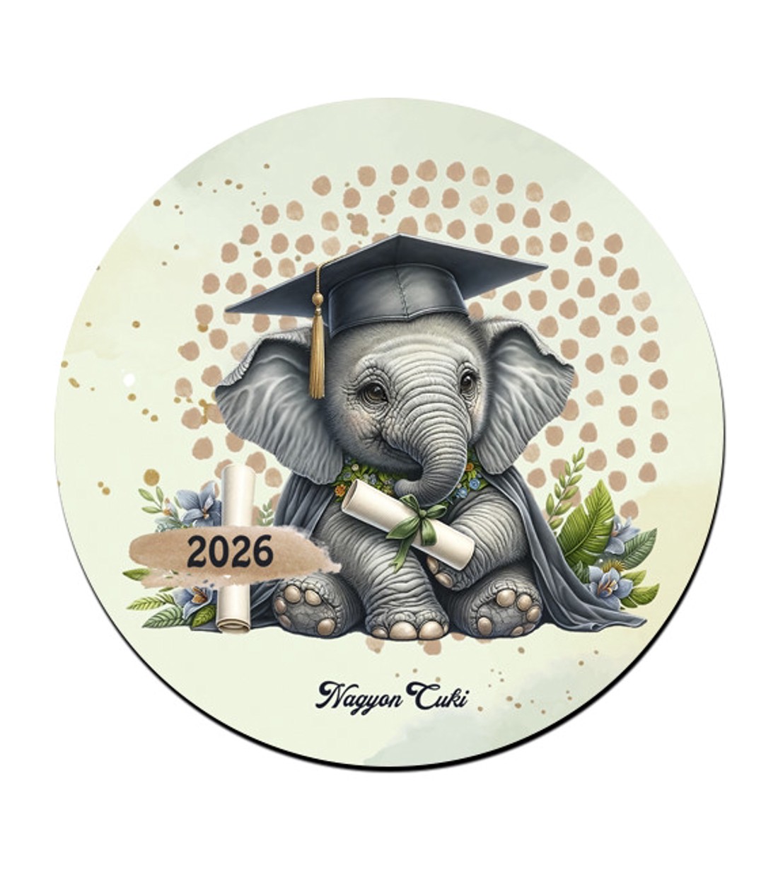 Elefánt - 2026 évi Ballagásra mintás poháralátét -  - Meska.hu