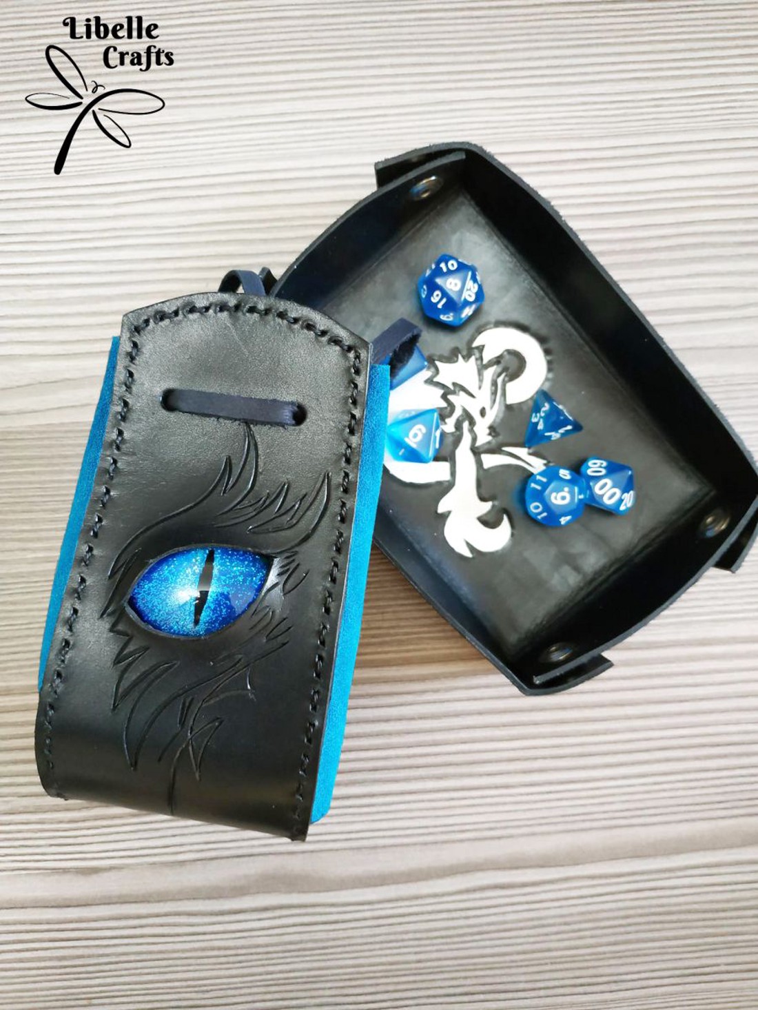 Sárkányszemes kockatartó szütyő - KÉK szemmel - játék & sport - táblajáték és kártyajáték - társasjátékok - dobókocka - Meska.hu