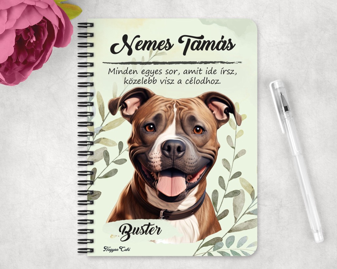 Személyre szabható - Staffordshire terrier portré mintás A6-os füzet - otthon & életmód - papír, írószer - jegyzetfüzet & napló - Meska.hu