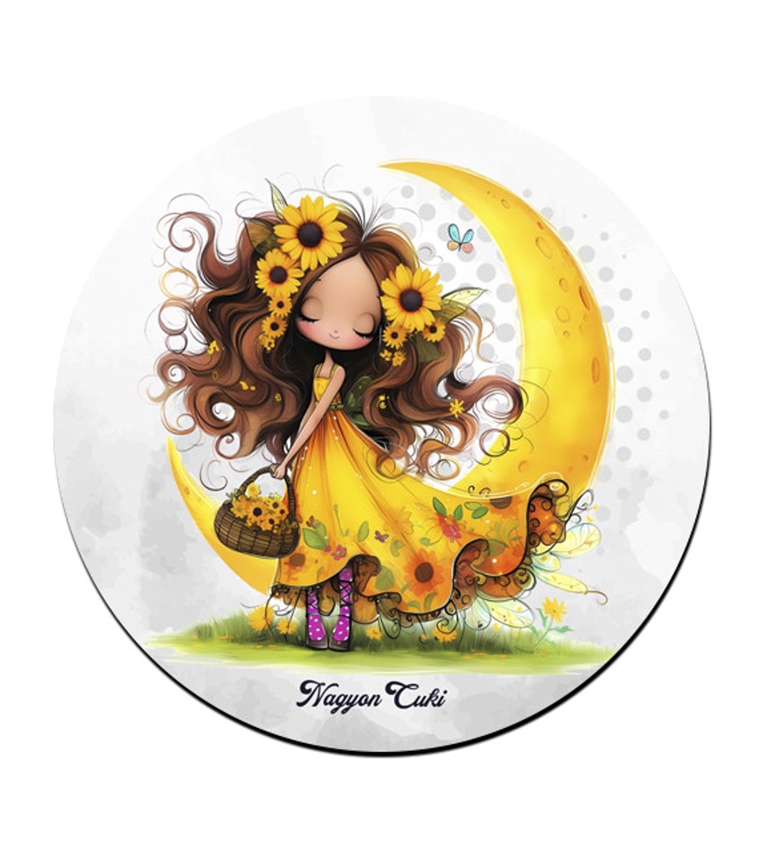 Cuki Napraforgós tündérlány kosárral pohár alátét -  - Meska.hu