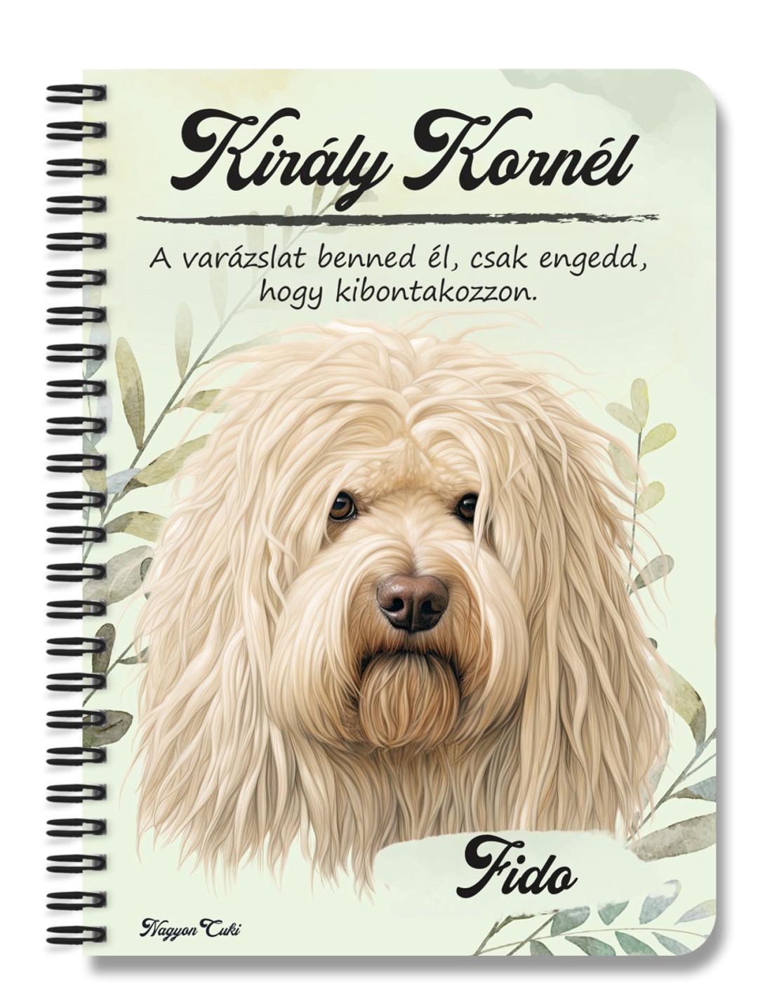 Személyre szabható - Fehér puli portré mintás A5-ös füzet - otthon & életmód - papír, írószer - jegyzetfüzet & napló - Meska.hu