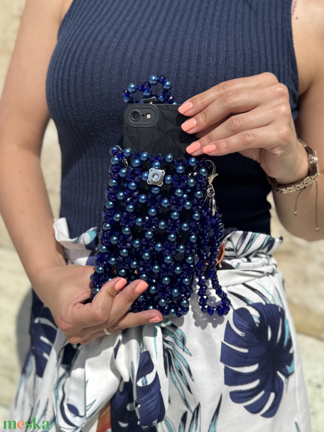 LYA Phone case � kék - táska & tok - kézitáska & válltáska - alkalmi táska - Meska.hu