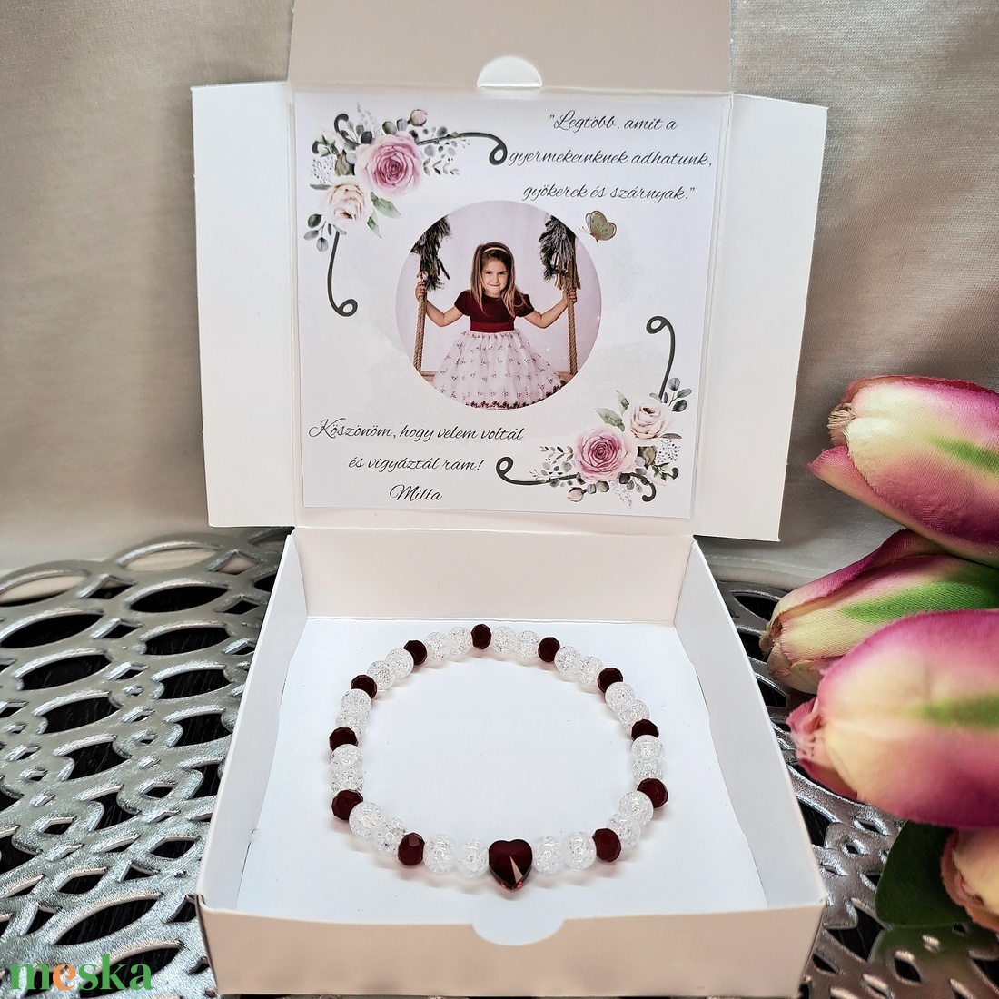 Ásványkarkötő személyre szabható díszdobozban  - ékszer - karkötő - gyöngyös karkötő - Meska.hu