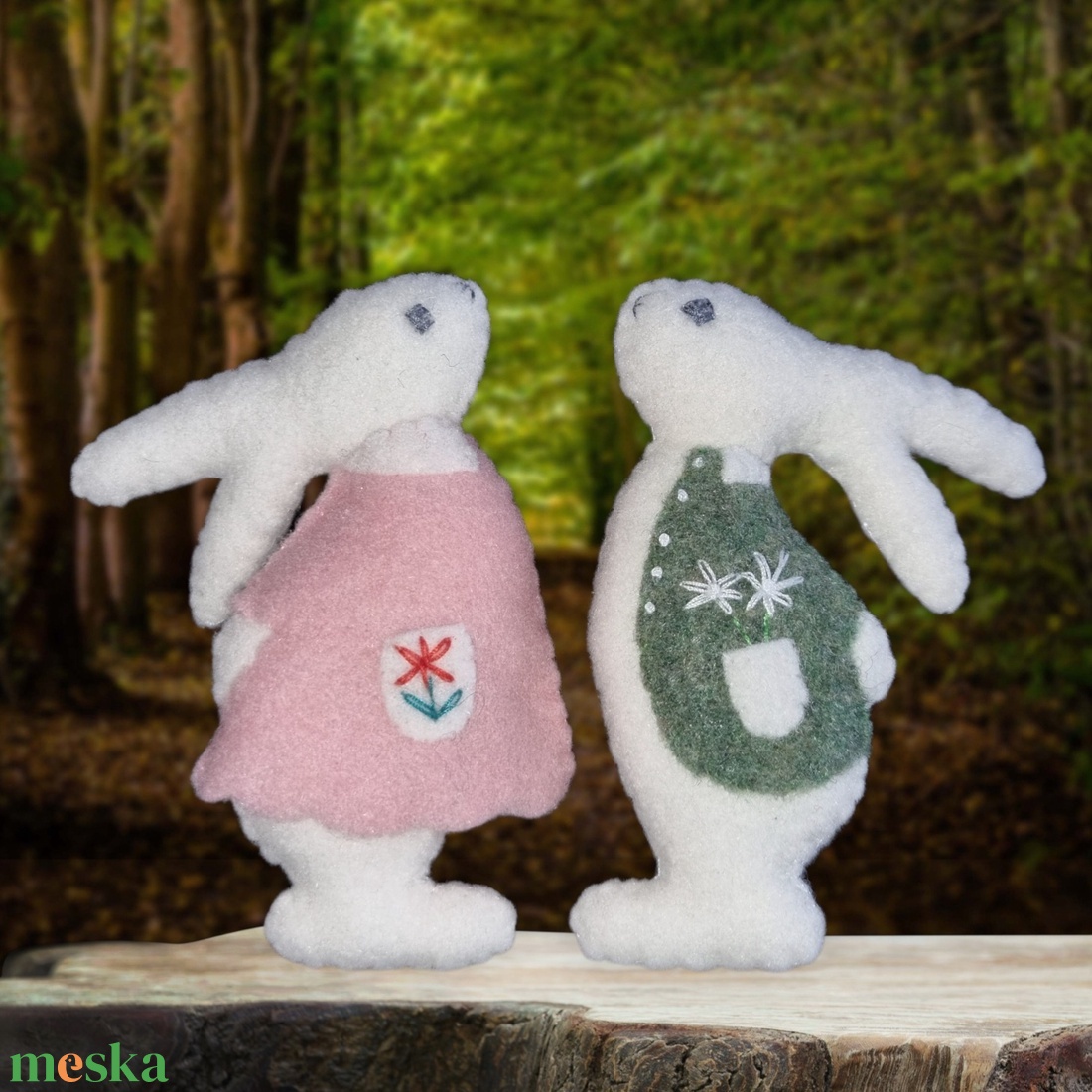 Nyuszik párban.  - ünnepi díszek, dekorációk - húsvéti díszek és dekorációk - húsvéti asztaldíszek - Meska.hu