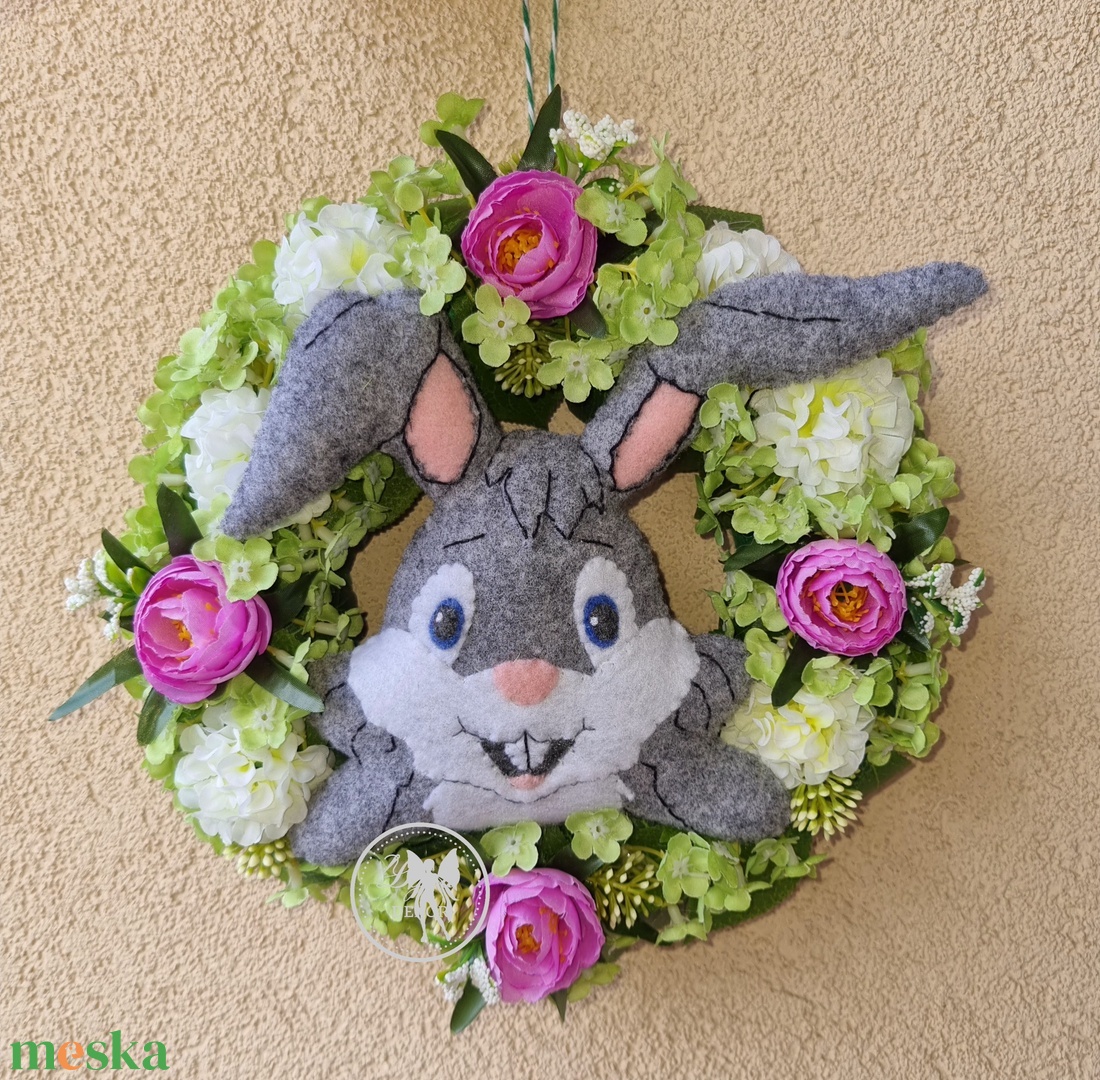 Ajtódísz nyuszis - ünnepi díszek, dekorációk - húsvéti díszek és dekorációk - húsvéti ablakdíszek - Meska.hu