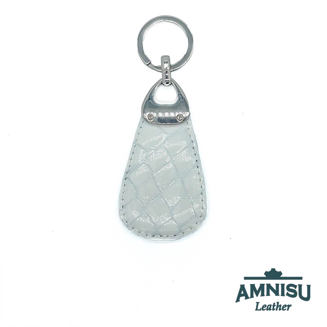 Fehér lakk krokkómintás csepp alakú swarovski köves kulcstartó H3013 - táska & tok - kulcstartó & táskadísz - kulcstartó - Meska.hu