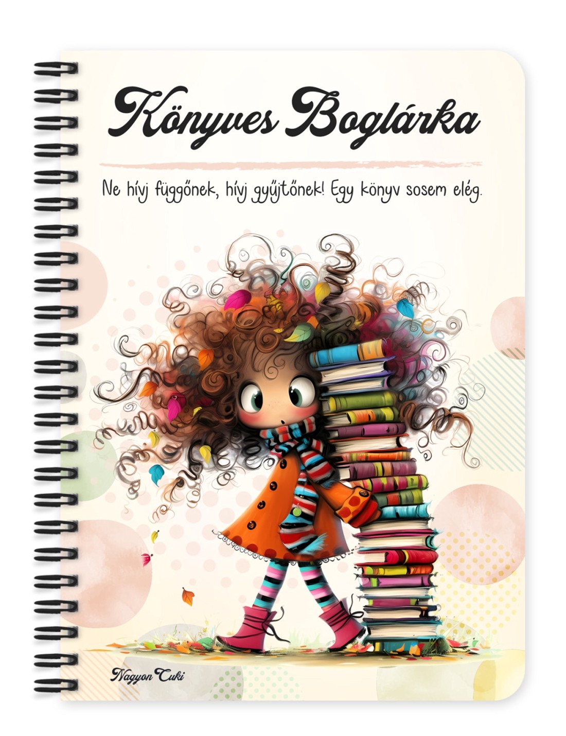 Személyre szabható - A legaranyosabb őszi Könyvmoly lány mintás A6-os füzet - otthon & életmód - papír, írószer - jegyzetfüzet & napló - Meska.hu