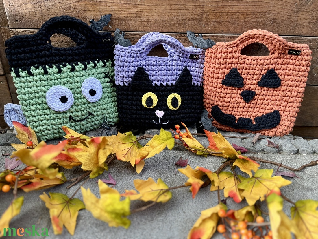 Halloweeni Tököcske cukorkagyűjtő kosártáska - otthon & életmód - dekoráció - halloween - halloweeni cukorkagyűjtők és cukorkatartók - Meska.hu