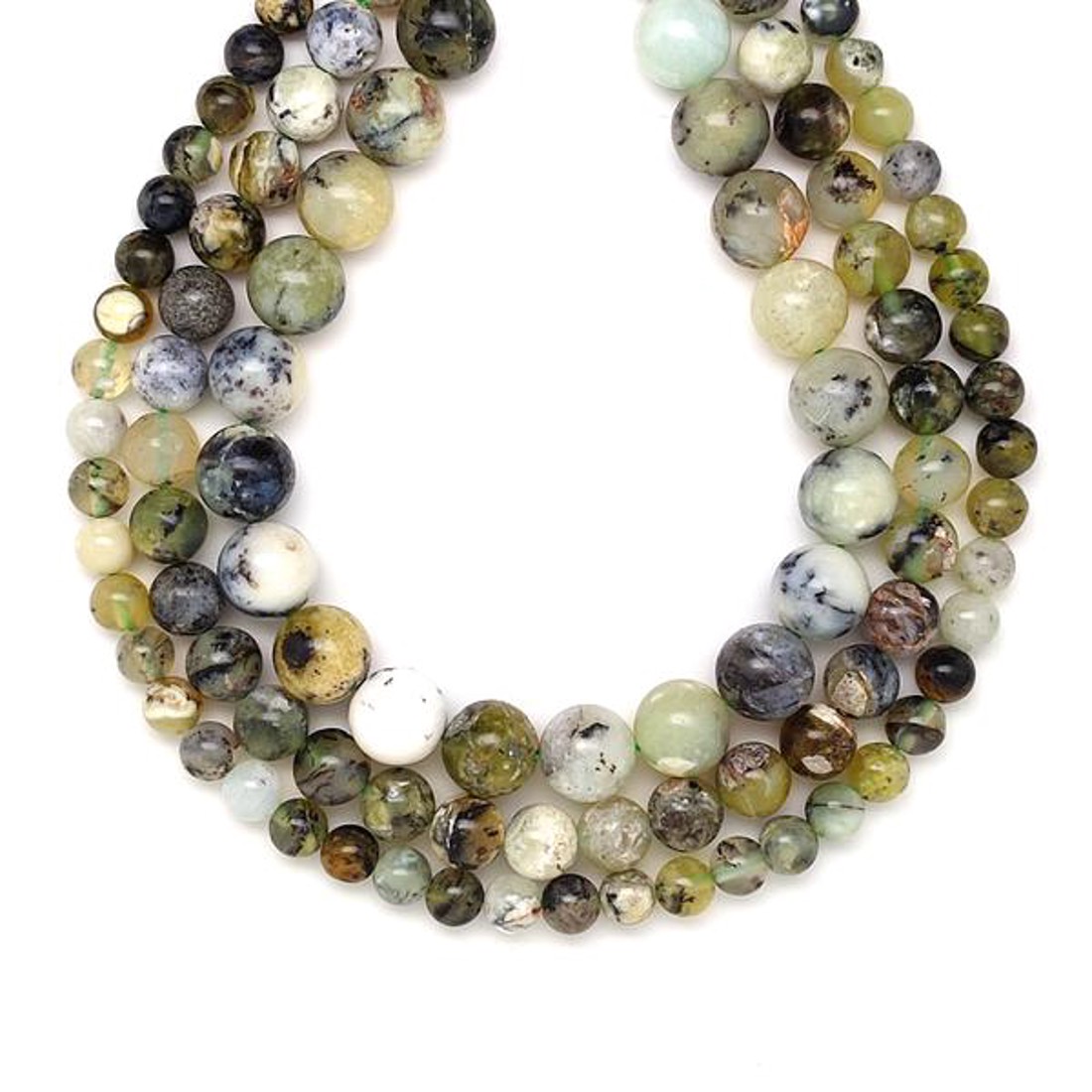 Opál zöld fehér golyó 10mm � ékszerkészítő alapanyag (füzér) - kellékek & szerszámok - ásvány alapanyag - ásványfüzér - Meska.hu