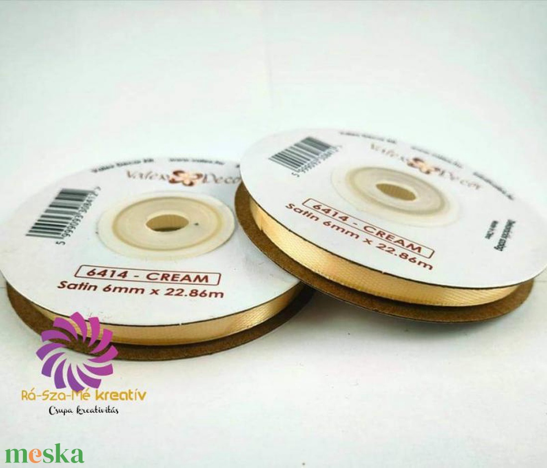 Szatén szalag 6mmx22,86m - krém - kellékek & szerszámok - rövidáru - szalag, pánt - szatén szalag - Meska.hu Szatén szalag 6mmx22,86m - krém - kellékek & szerszámok - rövidáru - szalag, pánt - szatén szalag - Meska.hu
