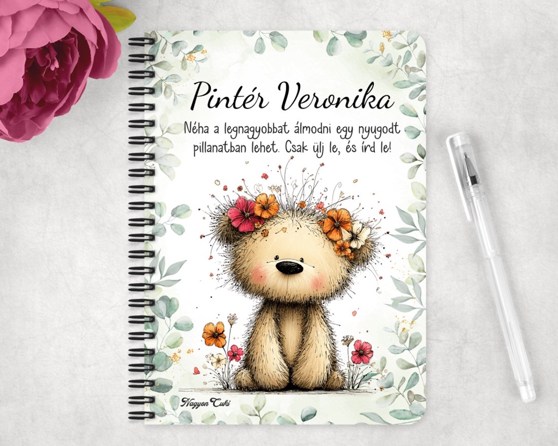 Személyre szabható - A legcukibb tavaszi macika mintás A5-ös füzet - otthon & életmód - papír, írószer - jegyzetfüzet & napló - Meska.hu