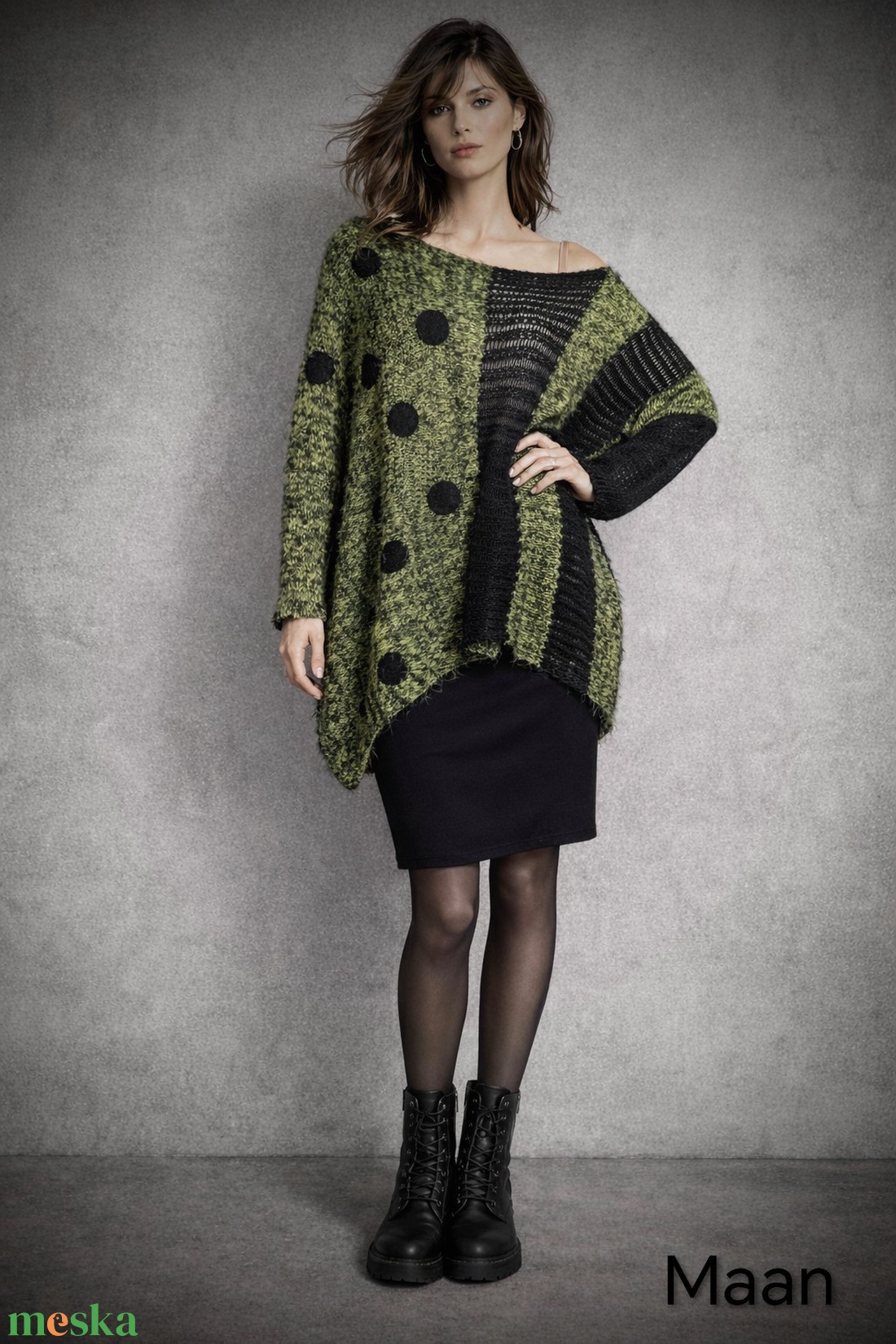 2 részes pöttyös  kötött együttes - ruha & divat - női ruha - ruha - Meska.hu