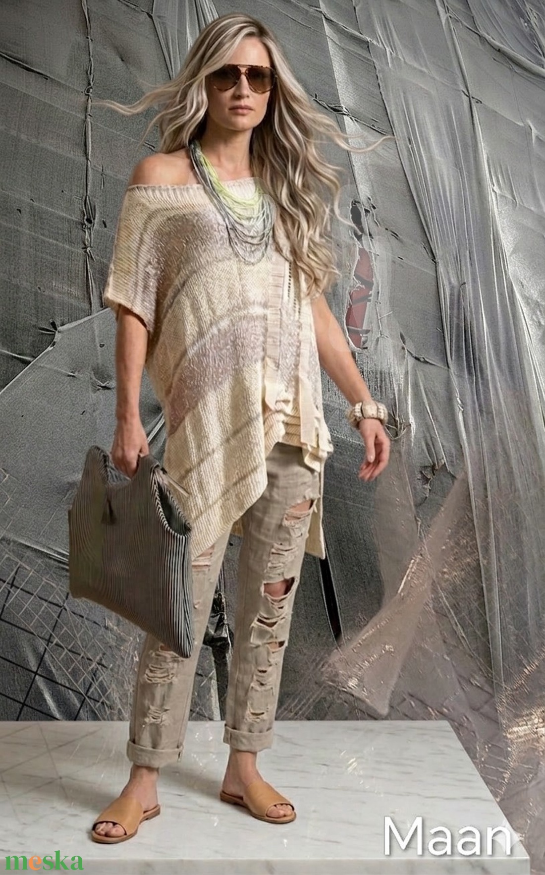 Nyers kötött pulóver - ruha & divat - női ruha - pulóver - Meska.hu