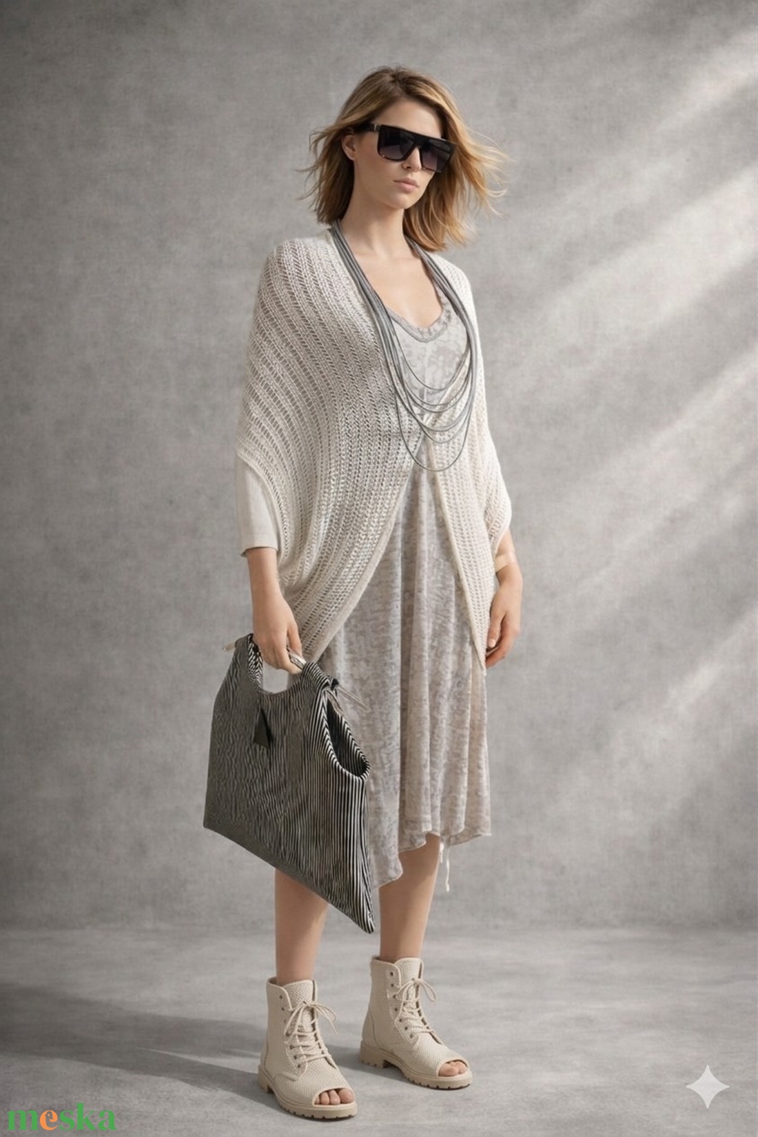 Nyers , hálós kötött kabát - ruha & divat - női ruha - kabát - Meska.hu