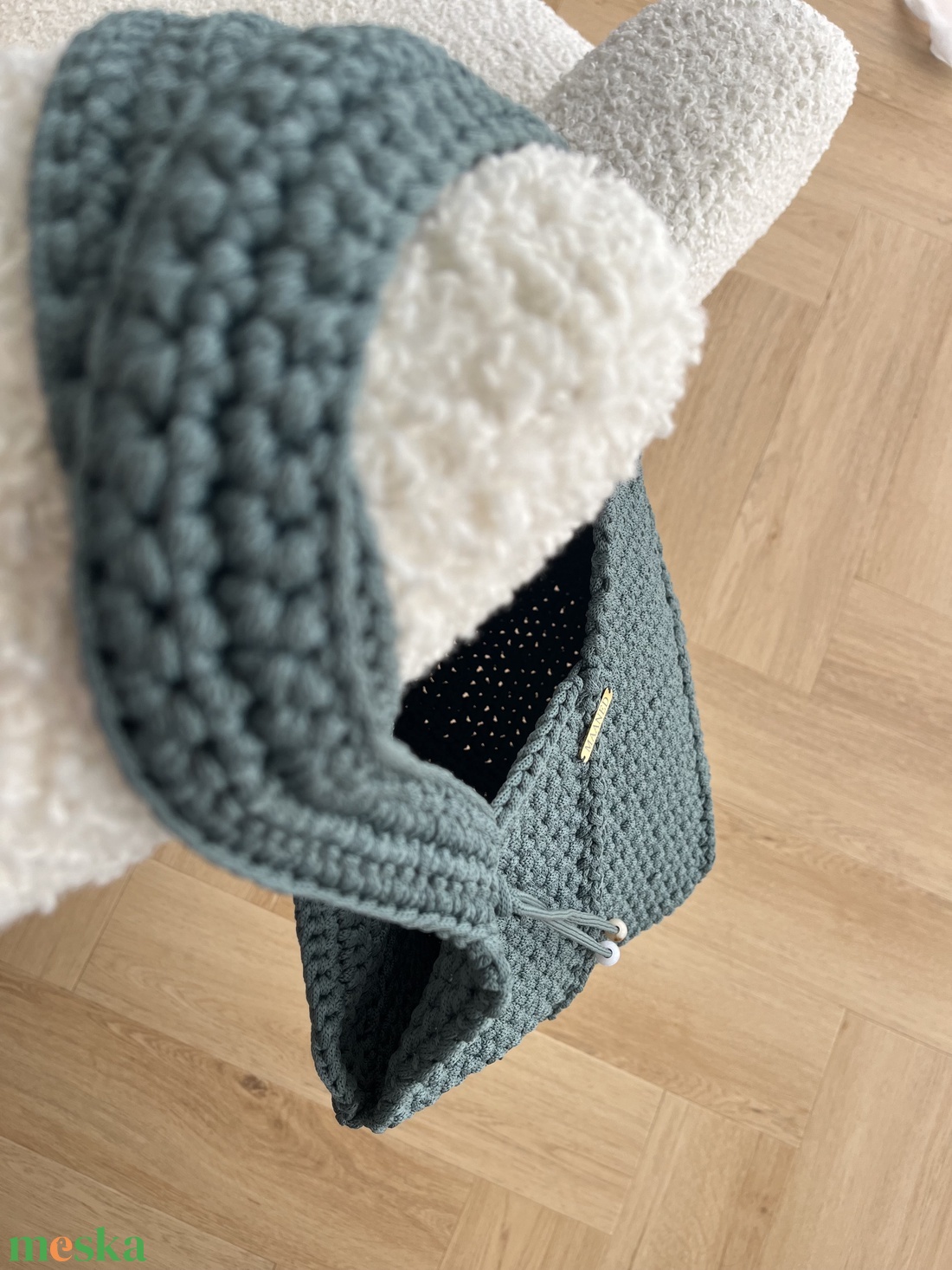 Extrán pakolós tengerzöld válltáska - MAANED design - táska & tok - bevásárlás & shopper táska - shopper, textiltáska, szatyor - Meska.hu