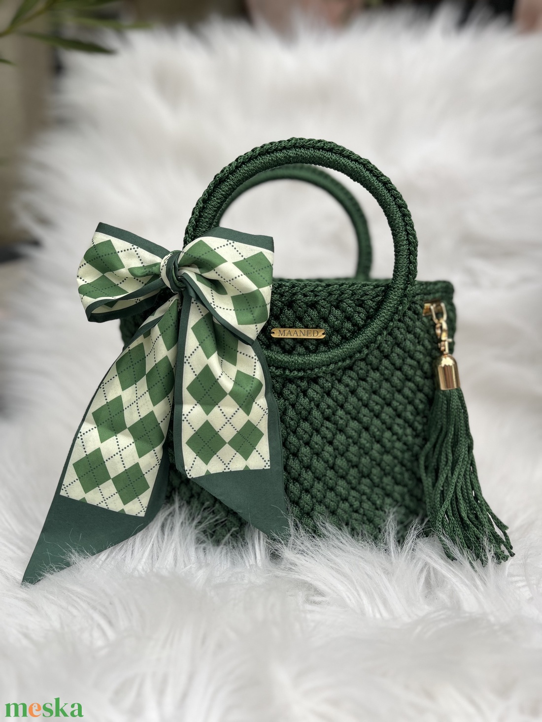 Mélyzöld kézitáska selyemsállal - MAANED design  - táska & tok - kézitáska & válltáska - alkalmi táska - Meska.hu