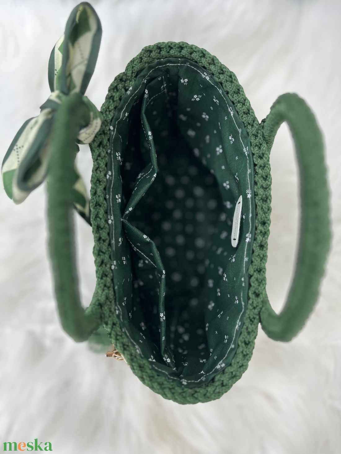 Mélyzöld kézitáska selyemsállal - MAANED design  - táska & tok - kézitáska & válltáska - alkalmi táska - Meska.hu