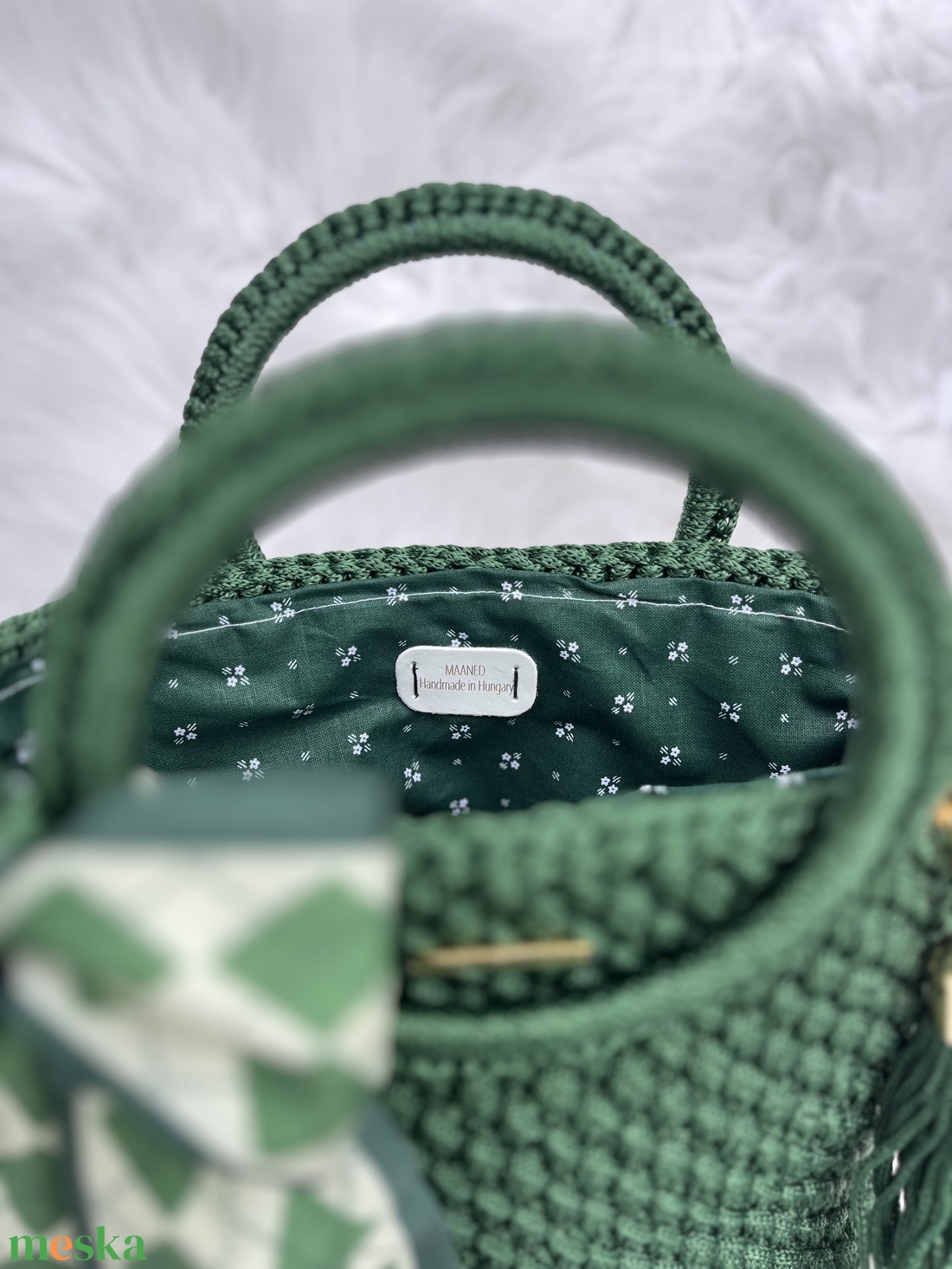 Mélyzöld kézitáska selyemsállal - MAANED design  - táska & tok - kézitáska & válltáska - alkalmi táska - Meska.hu