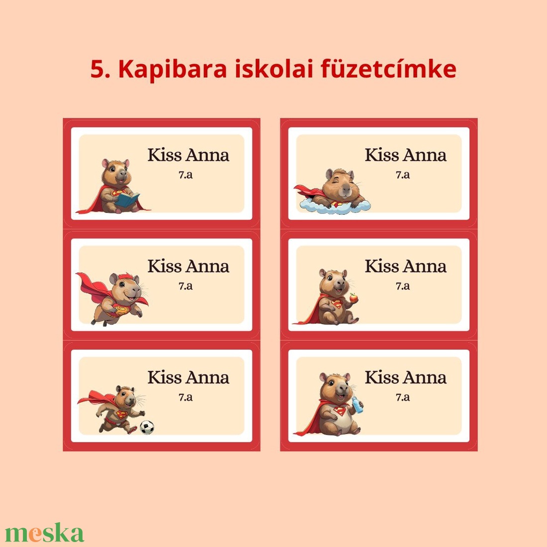 Iskolai füzetcímke, egyedi névre szóló  - otthon & életmód - papír, írószer - matrica, matrica csomag - Meska.hu
