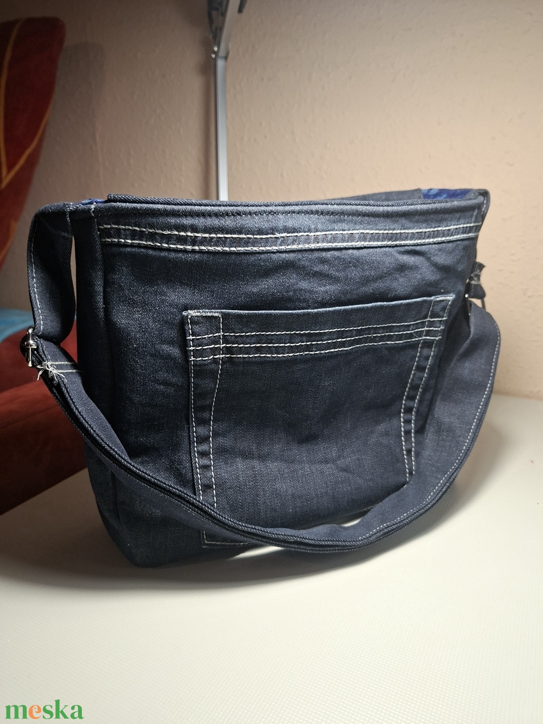 Oldaltáska csipkediszítéssel - táska & tok - bevásárlás & shopper táska - kenyeres zsák - Meska.hu