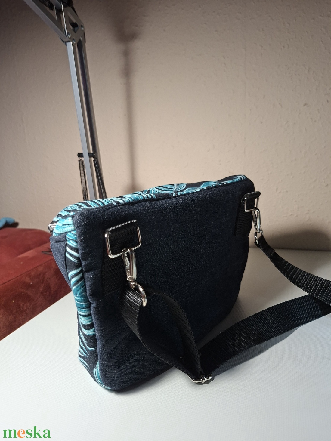 Oldaltáska pálmalevél mintával - táska & tok - bevásárlás & shopper táska - kenyeres zsák - Meska.hu