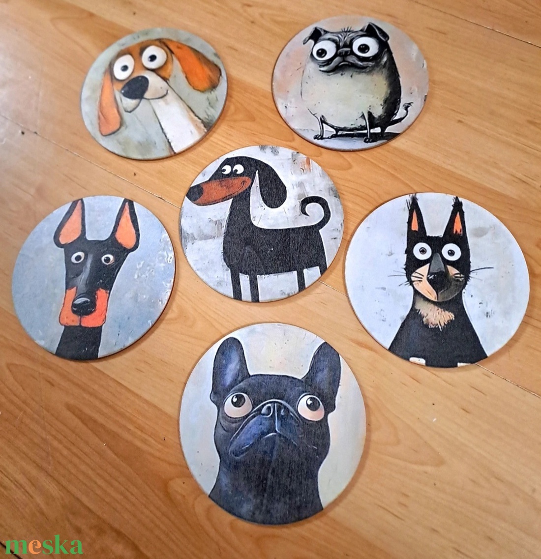 Kutyás poháralátét szett  - otthon & életmód - konyhafelszerelés, tálalás - tálalás - boros poharak, szettek - Meska.hu