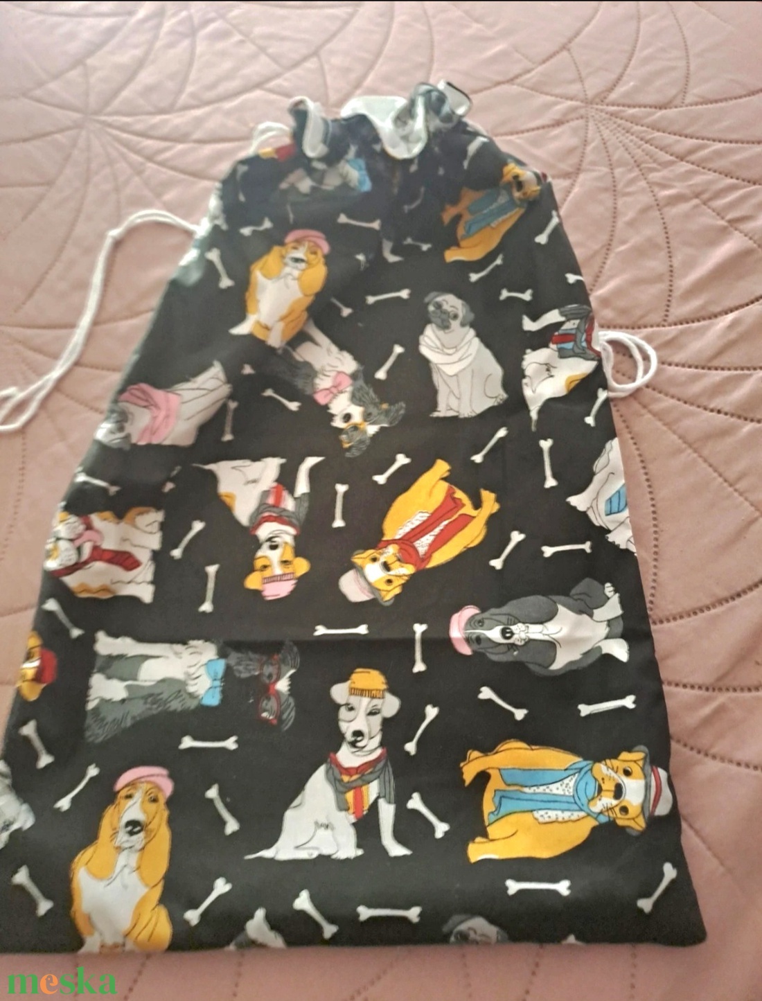 Nagyméretű kenyeres zsák kutya mintával - táska & tok - bevásárlás & shopper táska - kenyeres zsák - Meska.hu