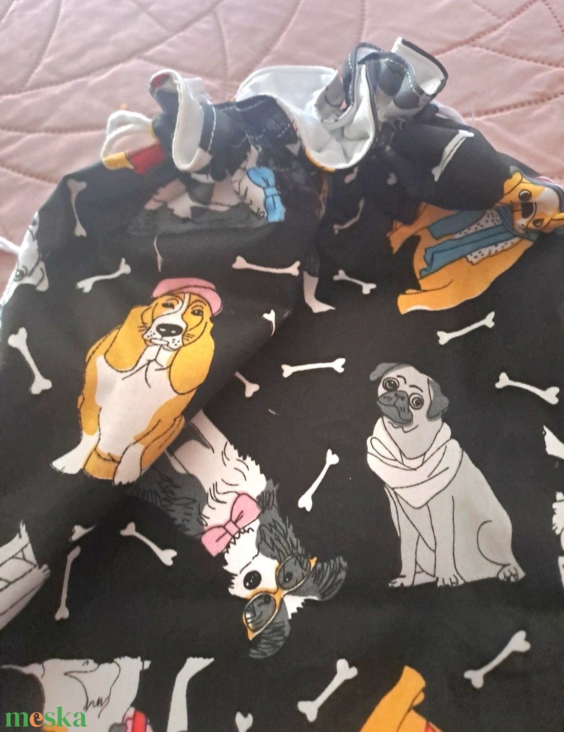 Nagyméretű kenyeres zsák kutya mintával - táska & tok - bevásárlás & shopper táska - kenyeres zsák - Meska.hu