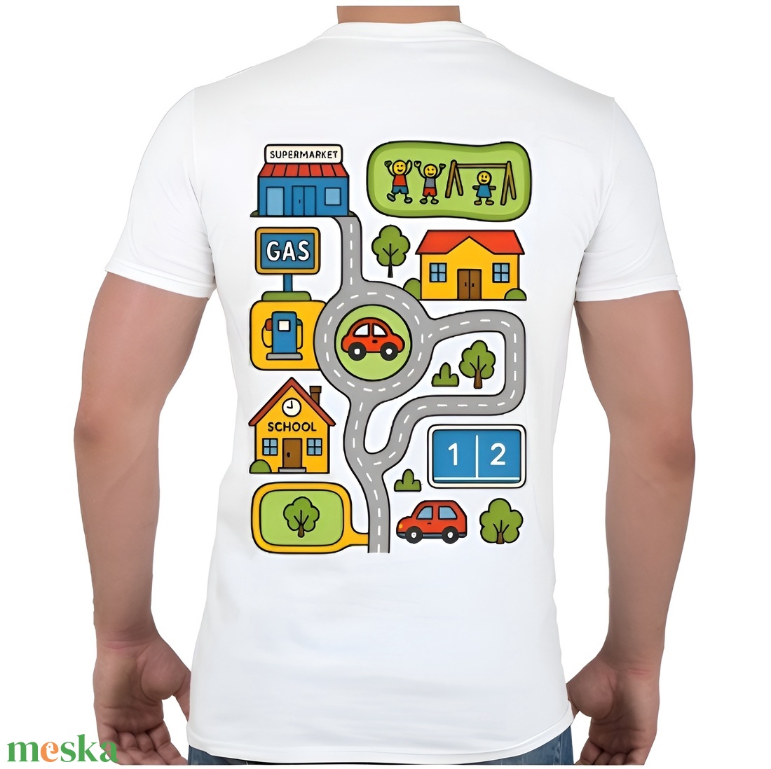 Városmintás póló szülőknek - gyerekszőnyeg ihlette design és játékos élmény - ruha & divat - férfi ruha - póló - Meska.hu