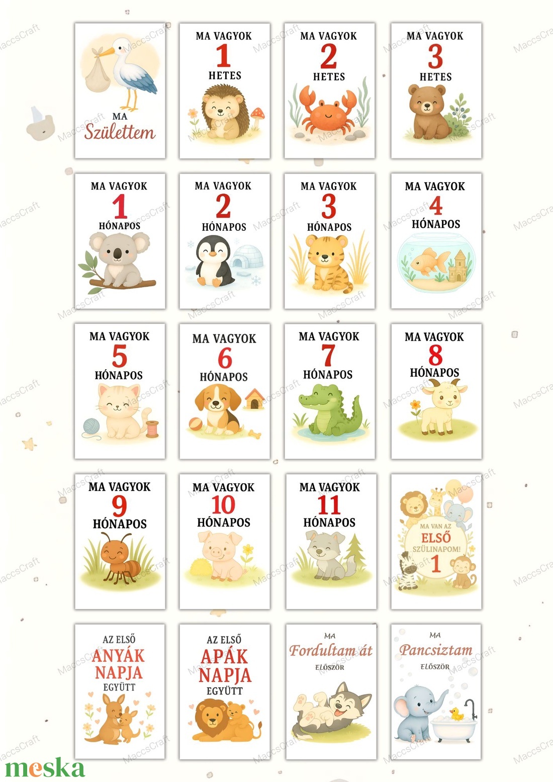 LETÖLTHETŐ Baba mérföldkő kártyák  Örökítsd meg a legédesebb pillanatokat! - ruha & divat - babaruha & gyerekruha - babafotózási ruha és kellék - Meska.hu