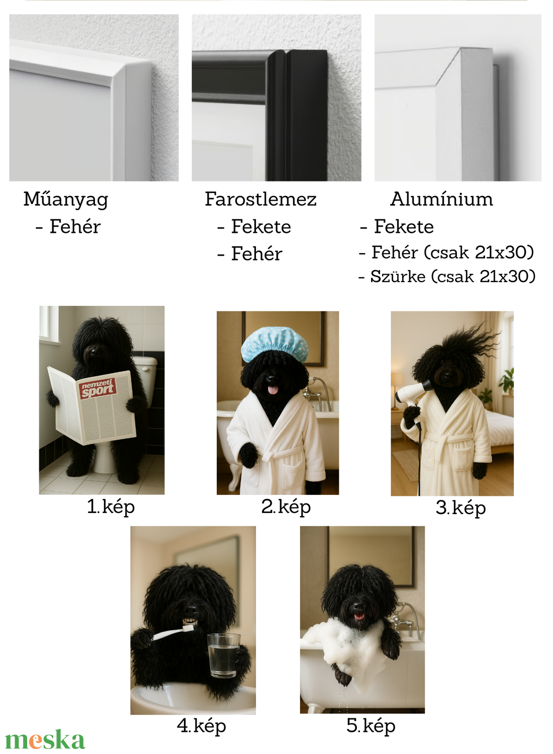 Pulikutyás Fürdőszobai Dekor Falikép � 5 féle minta - otthon & életmód - dekoráció - kép & falikép - poszter - Meska.hu