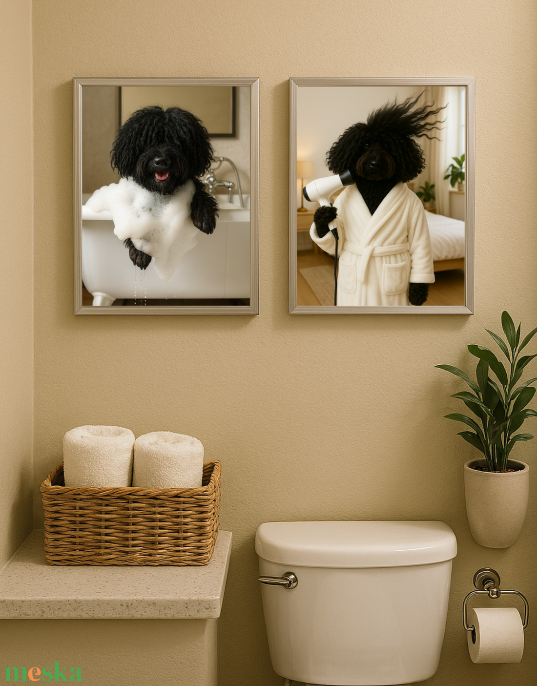 Pulikutyás Fürdőszobai Dekor Falikép � 5 féle minta - otthon & életmód - dekoráció - kép & falikép - poszter - Meska.hu