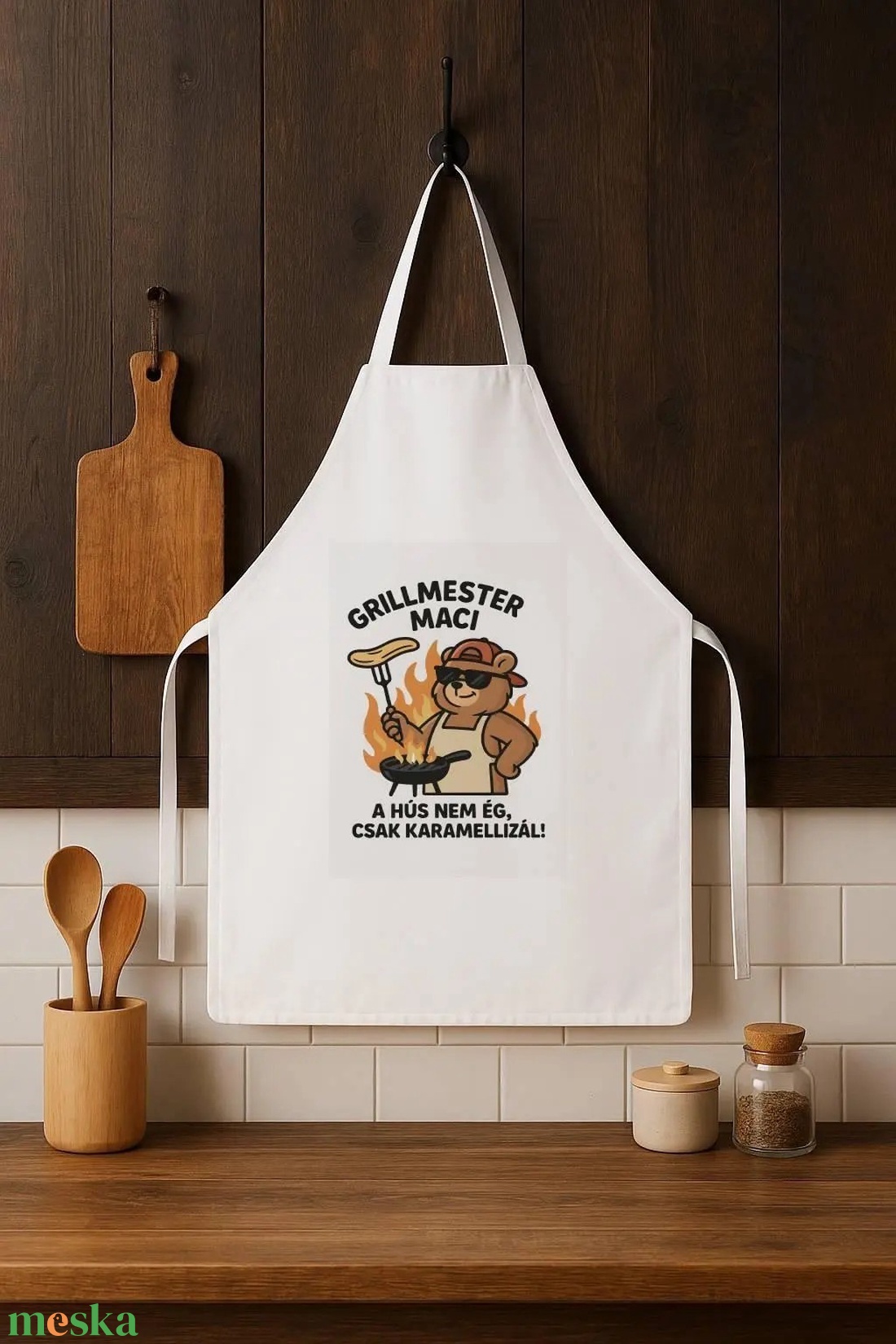Grillmester konyhai kötény � humoros macis - otthon & életmód - konyhafelszerelés, tálalás - konyhai textil - kötény - Meska.hu