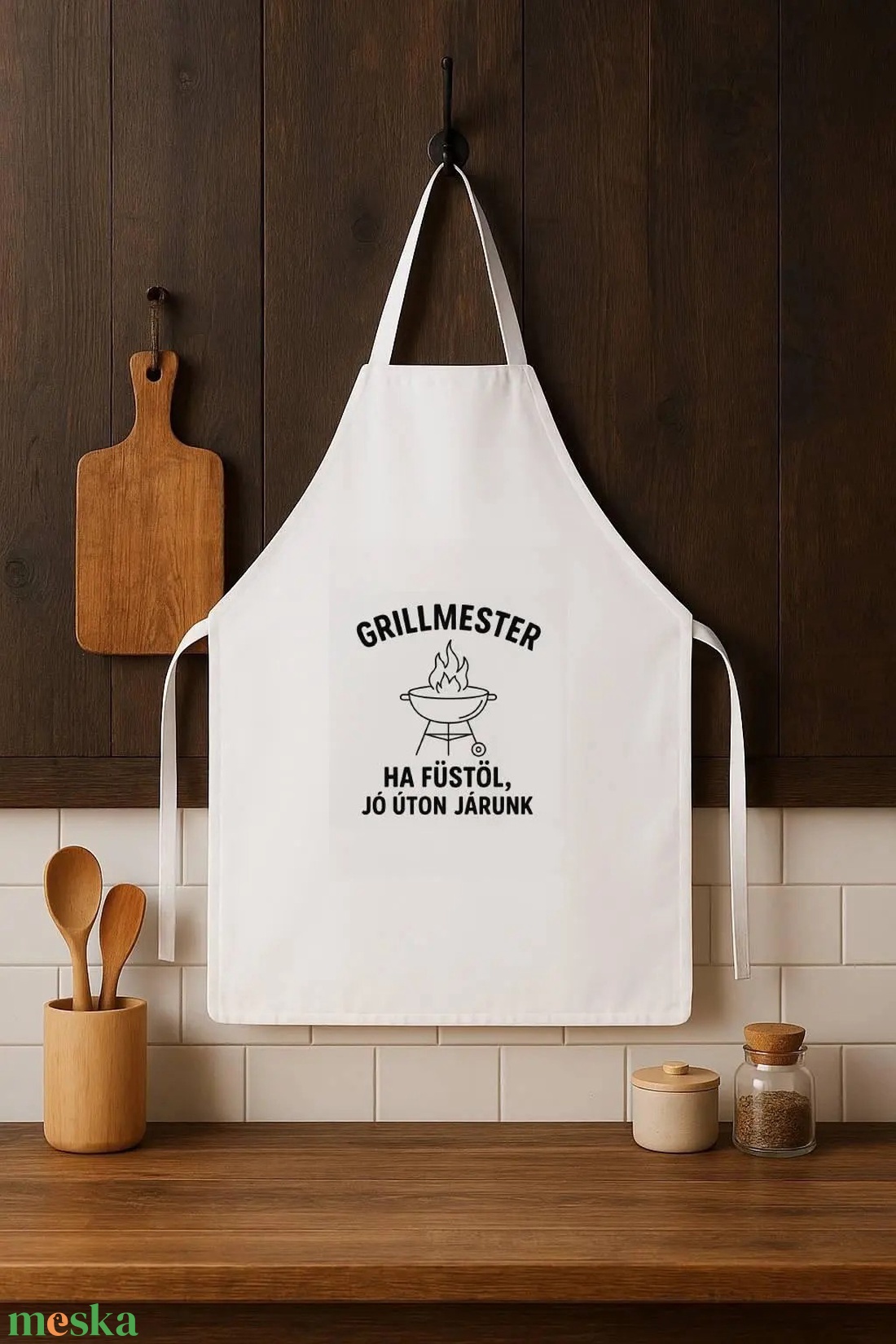Humoros grill konyhai kötény � Ha füstöl, jó úton - otthon & életmód - konyhafelszerelés, tálalás - konyhai textil - kötény - Meska.hu