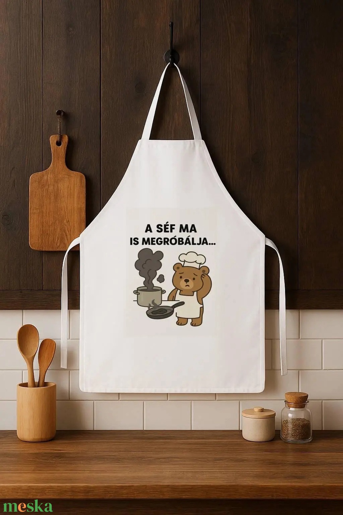 Humoros konyhai kötény � A séf ma is megpróbálja - otthon & életmód - konyhafelszerelés, tálalás - konyhai textil - kötény - Meska.hu
