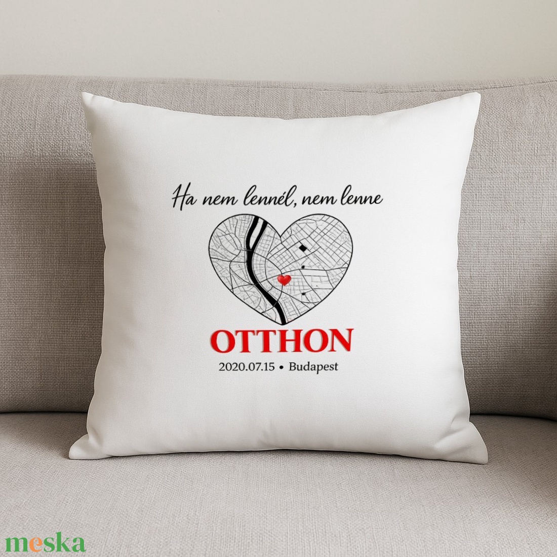 Otthon térképes szív párna � személyre szabható - otthon & életmód - lakástextil - párna & párnahuzat - díszpárnahuzat - Meska.hu
