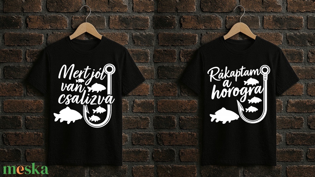 Páros horgász póló szett � Mert jól van csalizva - ruha & divat - férfi ruha - póló - Meska.hu