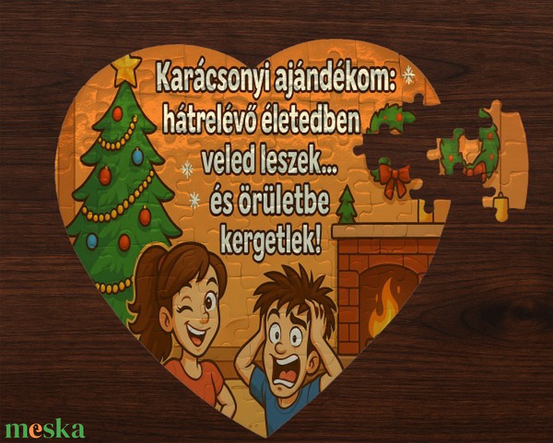 Karácsonyi szív alakú puzzle � személyre szabható romantikus ajándék - játék & sport - puzzle - hagyományos puzzle - Meska.hu