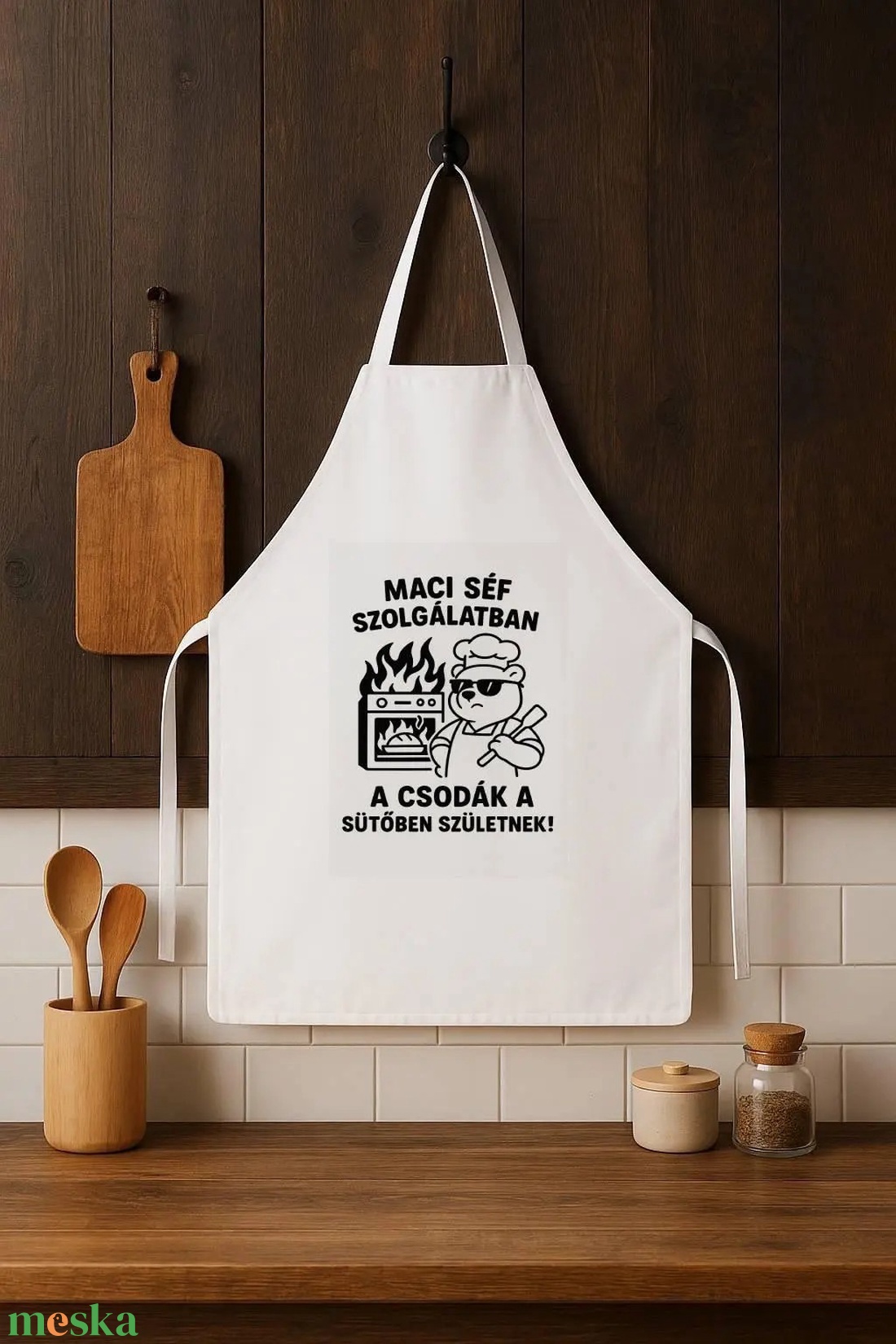 Macis séf konyhai kötény � A csodák a sütőben születnek - otthon & életmód - konyhafelszerelés, tálalás - konyhai textil - kötény - Meska.hu