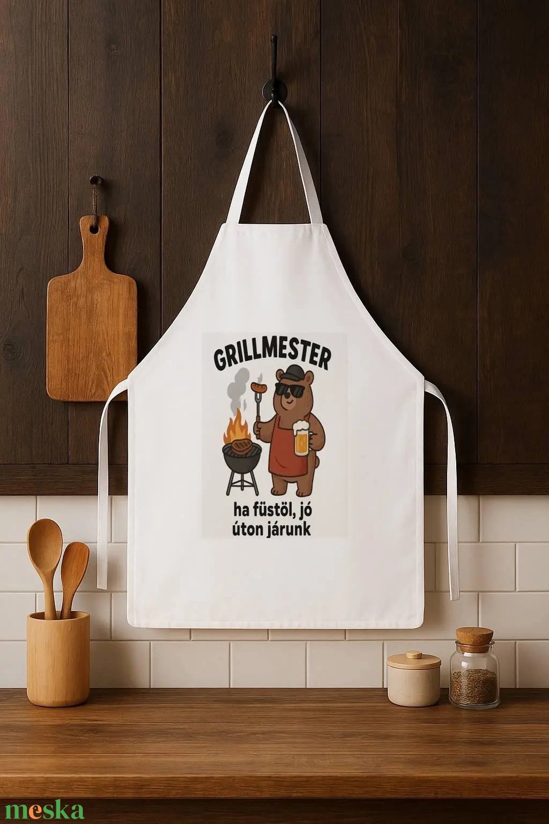 Humoros grill maci kötény � egyedi, színes konyhai ajándék - otthon & életmód - konyhafelszerelés, tálalás - konyhai textil - kötény - Meska.hu
