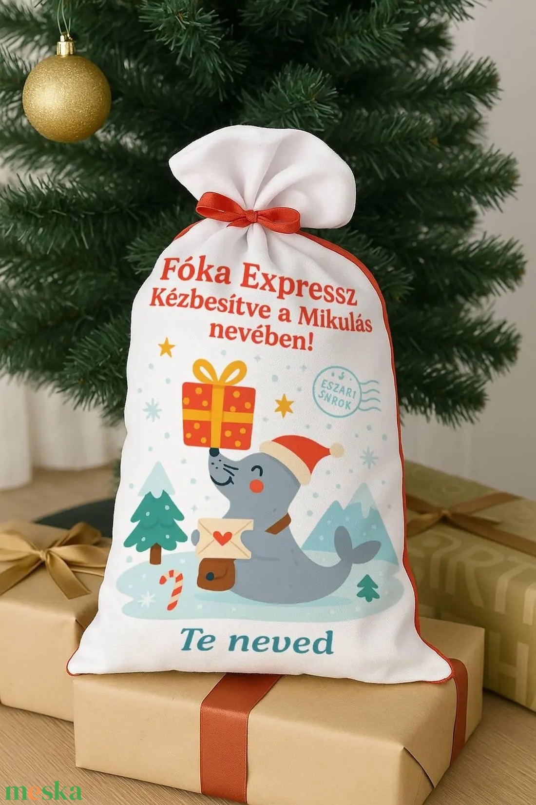 Fóka Expressz mikulászsák � személyre szóló karácsonyi ajándék - karácsony - mikulás - mikulás zsák - Meska.hu