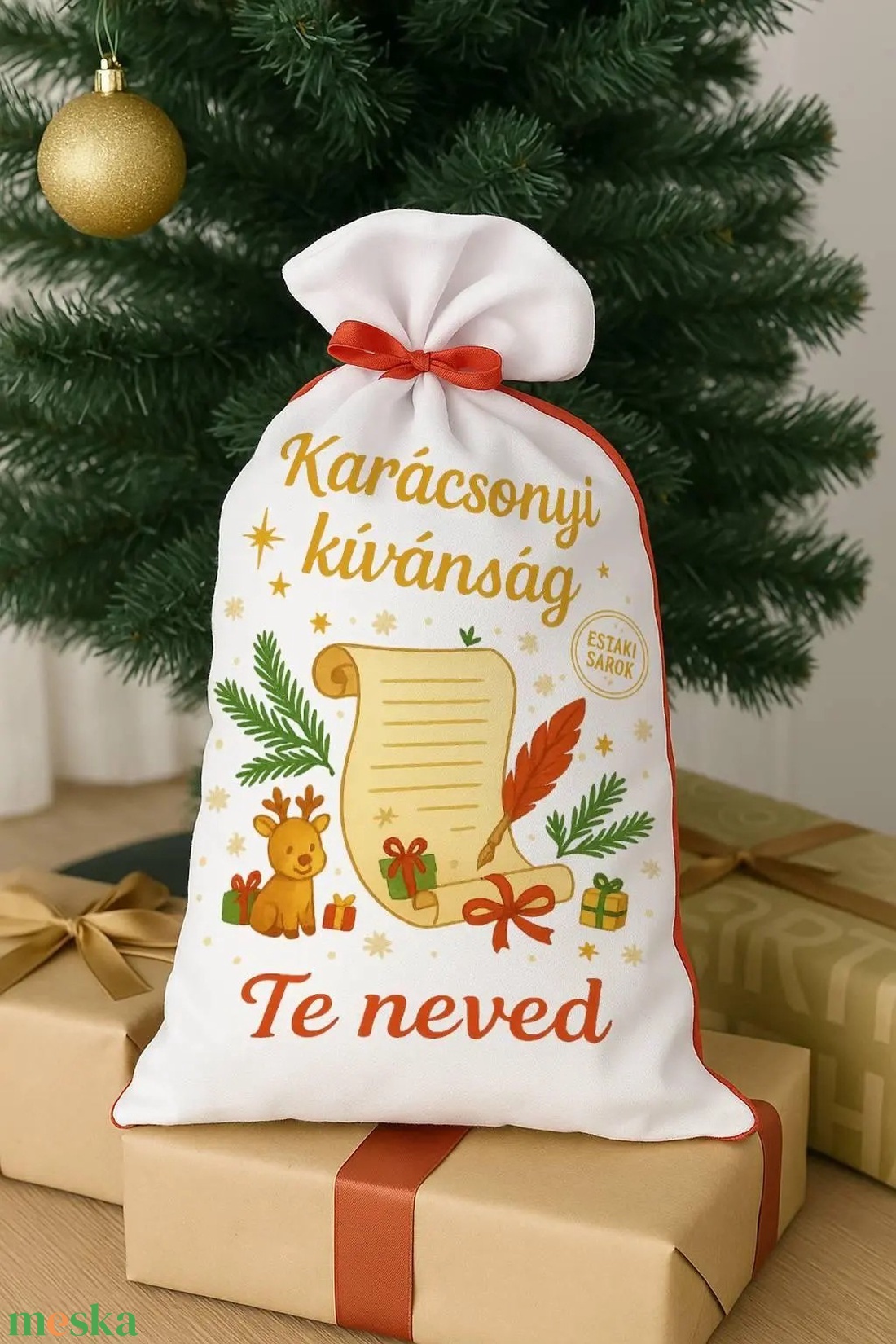 Karácsonyi kívánság mikulászsák � egyedi névvel személyre szabható - karácsony - mikulás - mikulás zsák - Meska.hu