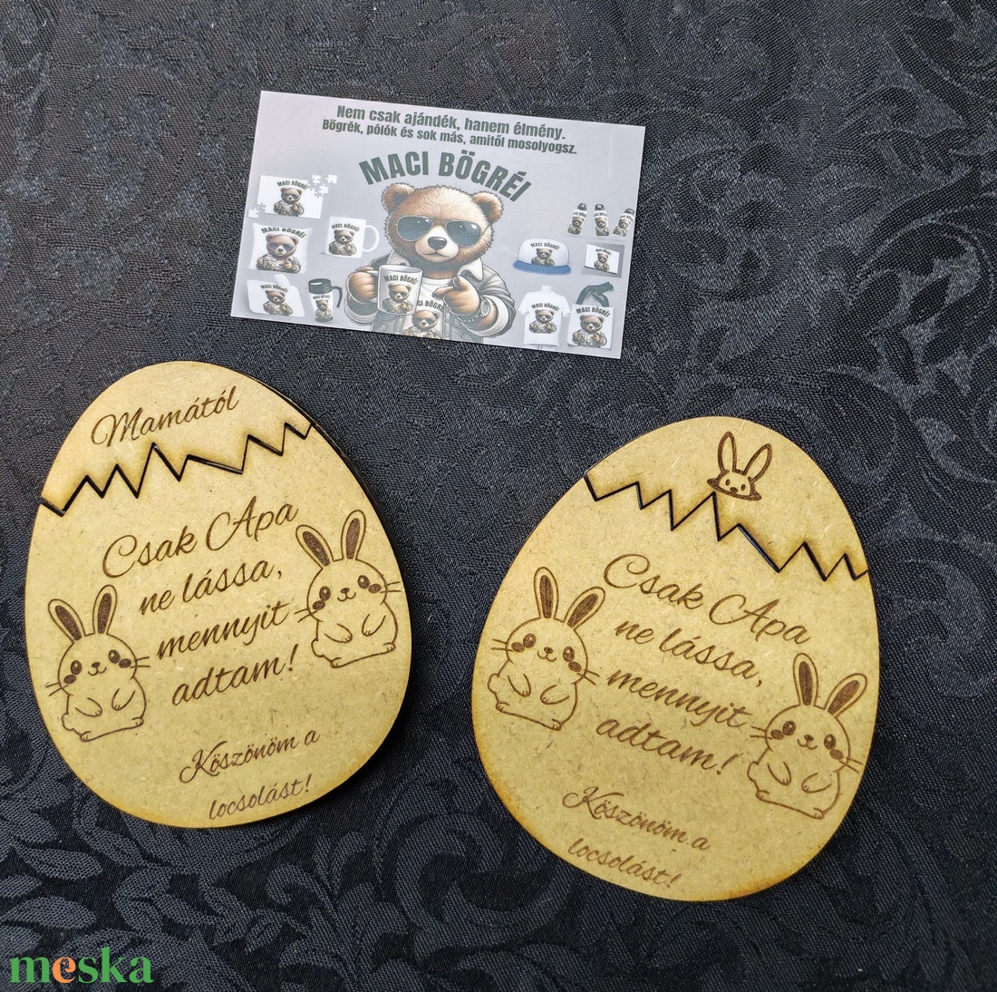 Fa pénzátadó húsvéti tojás � locsolkodási ajándék nyuszis mintával - ünnepi díszek, dekorációk - húsvéti díszek és dekorációk - húsvéti ajándékátadó - Meska.hu