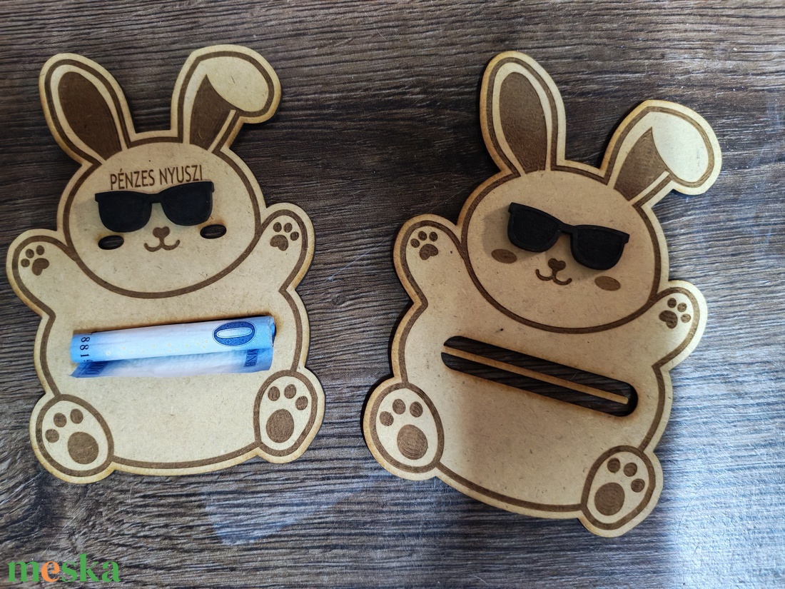 Fa pénzes nyuszi � húsvéti pénzátadó ajándék egyedi névvel - ünnepi díszek, dekorációk - húsvéti díszek és dekorációk - húsvéti pénzátadó - Meska.hu