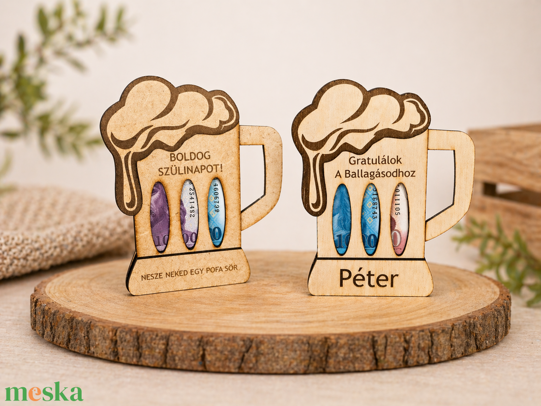 Sörös pénzátadó � egyedi fa ajándék születésnapra, ballagásra - otthon & életmód - papír, írószer - ajándékozás kellékei - pénzátadó doboz - Meska.hu